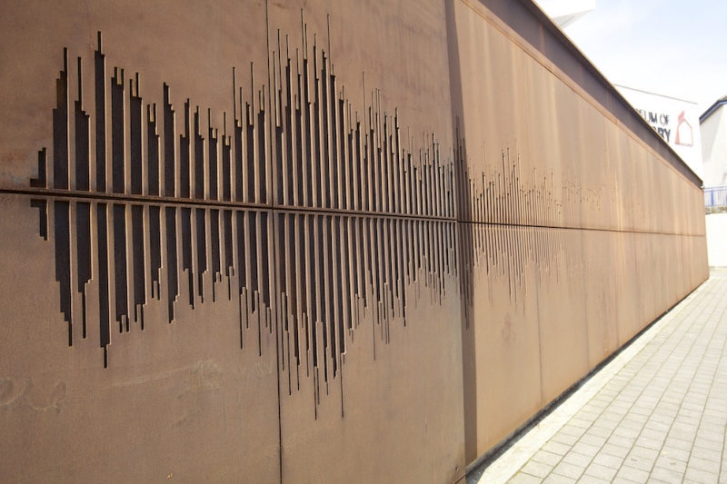 We Shall Overcome (2017) (detail) Weathering Steel. Integrated architectural artwork. Museum of Free Derry, Glenfada Park, Derry &nbsp;