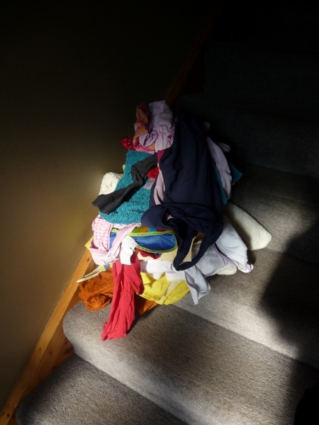 Stairpile (2008) variable dimensions. C-type print '...With evident delight and humour Morris magnifies seemingly insignificant details of everyday life, piles of washing, cups of tea, chewed pencils - daily epiphanies, as he describes them - until they acquire the complexites and emotional profundity of an operatic aria.&nbsp; We laugh and cry at them and with them in equal measure. When the artist's intention reveals itself to the viewer - and it often tends to do so in a slow and deliberate manner...'&nbsp;(text&nbsp;extract&nbsp;From Day One, Locky Morris, mother's tankstation, Dublin 2010) &nbsp;