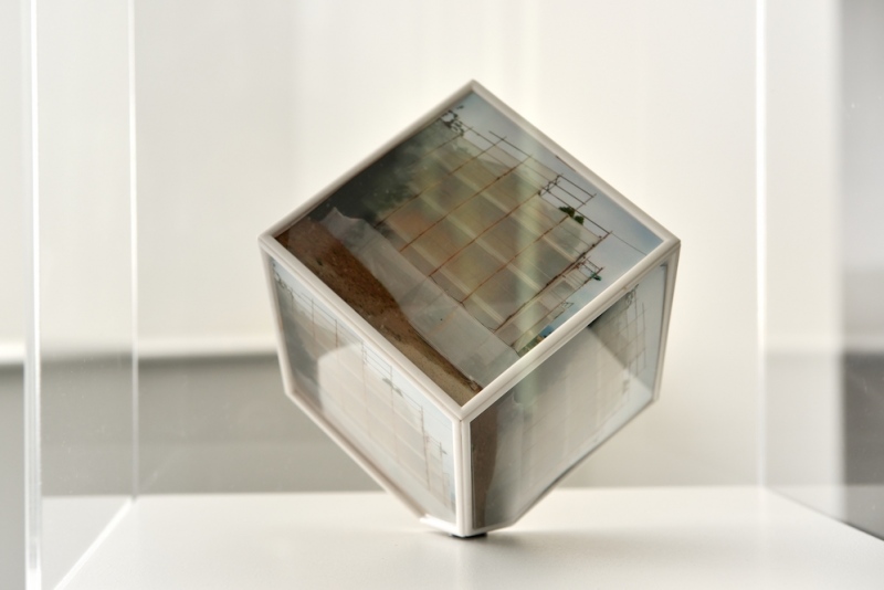 Michelangelo&rsquo;s House (2013)&nbsp;300 x 300 x 1200mm.&nbsp; Painted MDF pedestal display case, rotating photo cube, C-type prints