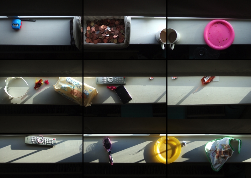 Windowsill (2008) (detail) variable dimensions. Duratrans, lightboxes.